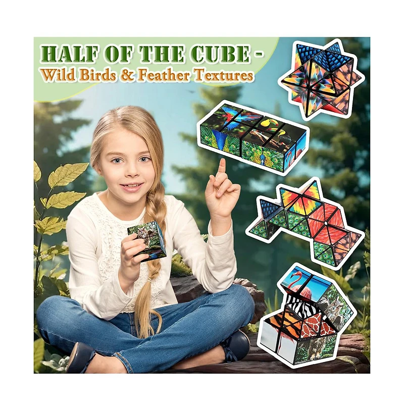 Bruce & Shark 2-in-1 Animal theme Fidget Cube - Folds into Star, Cube & Rectangle