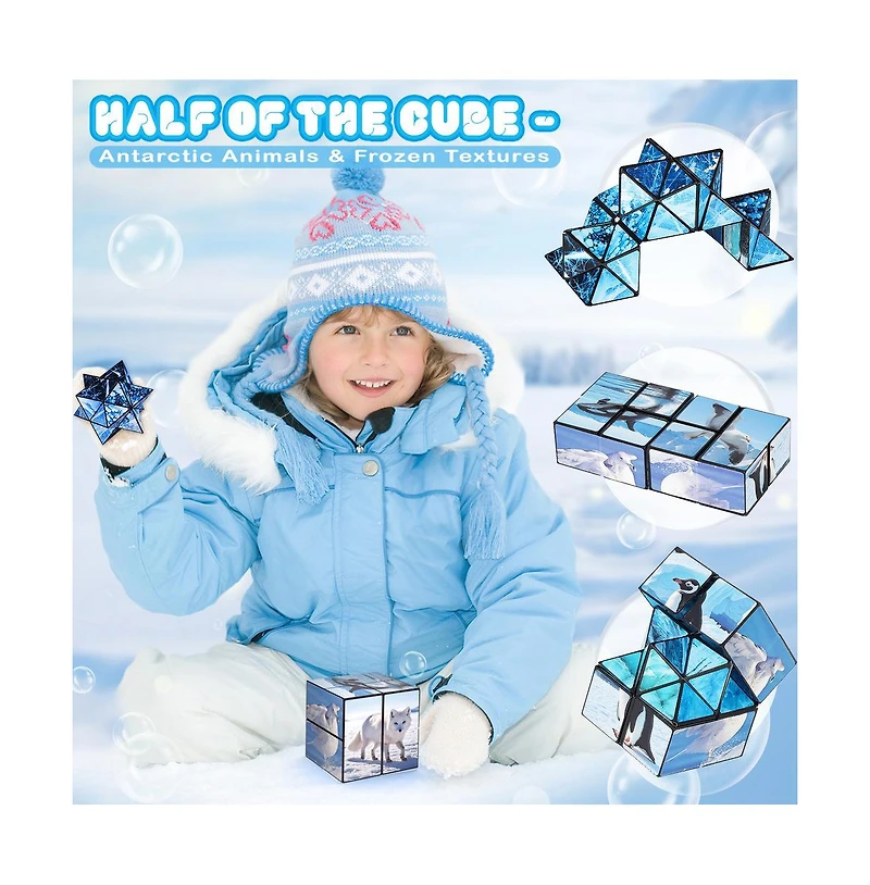 Bruce & Shark 2-in-1 North and South Poles Fidget Cube - Folds into Star, Cube & Rectangle