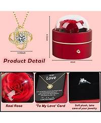 Gnuadz Preserved Rose Box Four Leaf Necklace Gift