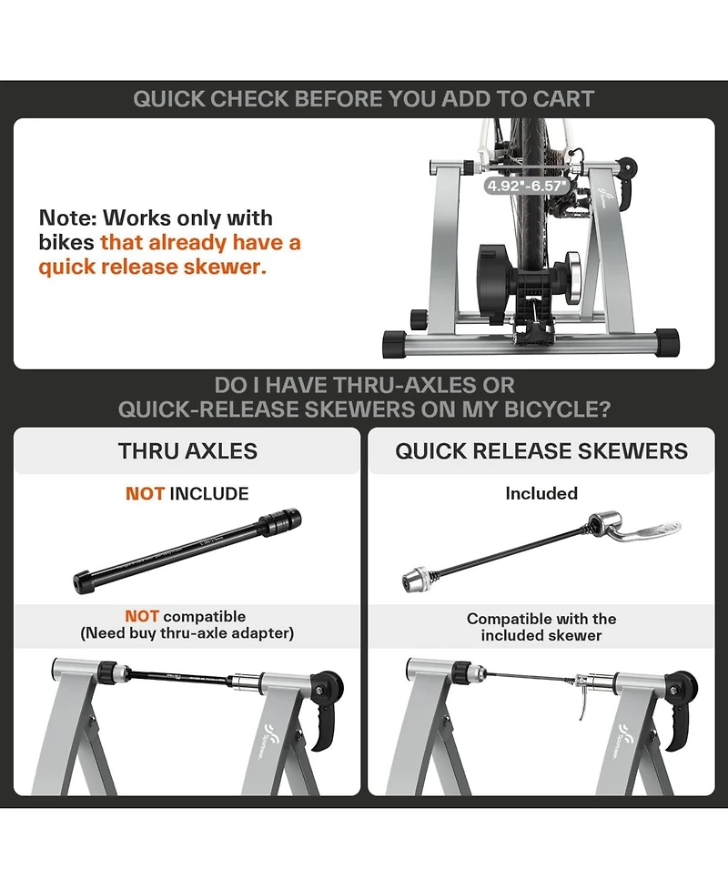 Sportneer Magnetic Bike Trainer Stand for 26–28 in and 700C Wheels, 6-Level Resistance