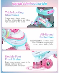 Sportneer Kids Roller Skates 4 Size Adjustable 8 Flash Led Wheels with Gear for Ages 3-12 Xs Foot Length 5.7 to 6.3 Inch Indoor Outdoor