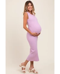 Pinkblush Maternity Light Pink Scalloped Ribbed Knit Sleeveless Midi Dress