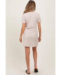 Pinkblush Maternity Beige Ribbed Knit Basic Short Sleeve T-Shirt Dress