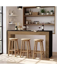 Tribesigns 63" Bar Table, Modern Industrial Counter Height Dining Table with Stable Base, Wood Minimalist Narrow Home Bar Unit