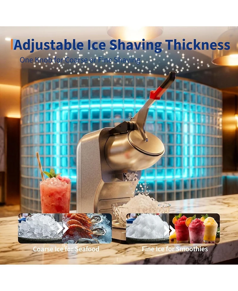Gaomon Commercial Electric Ice Shaver 209LBS/H, 1450RPM, Shaved Snow Cone Machine for Dessert Shops, Bars, Silver