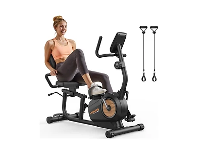 Fed Fitness Smart Recumbent Exercise Bike Pro with App, 350LB Capacity, 16-Level Magnetic Resistance, Lcd Monitor and Pulse Sensors
