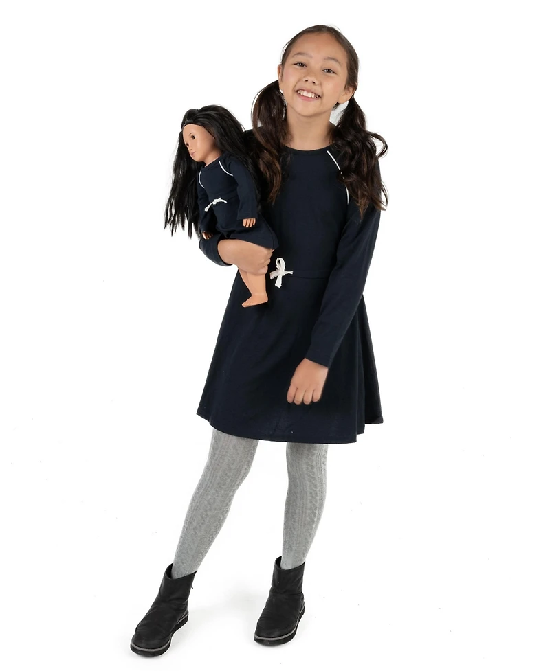 Leveret Toddler Girls Matching Girl & Doll Drawstring Cinch-Waist Long Sleeve Dress