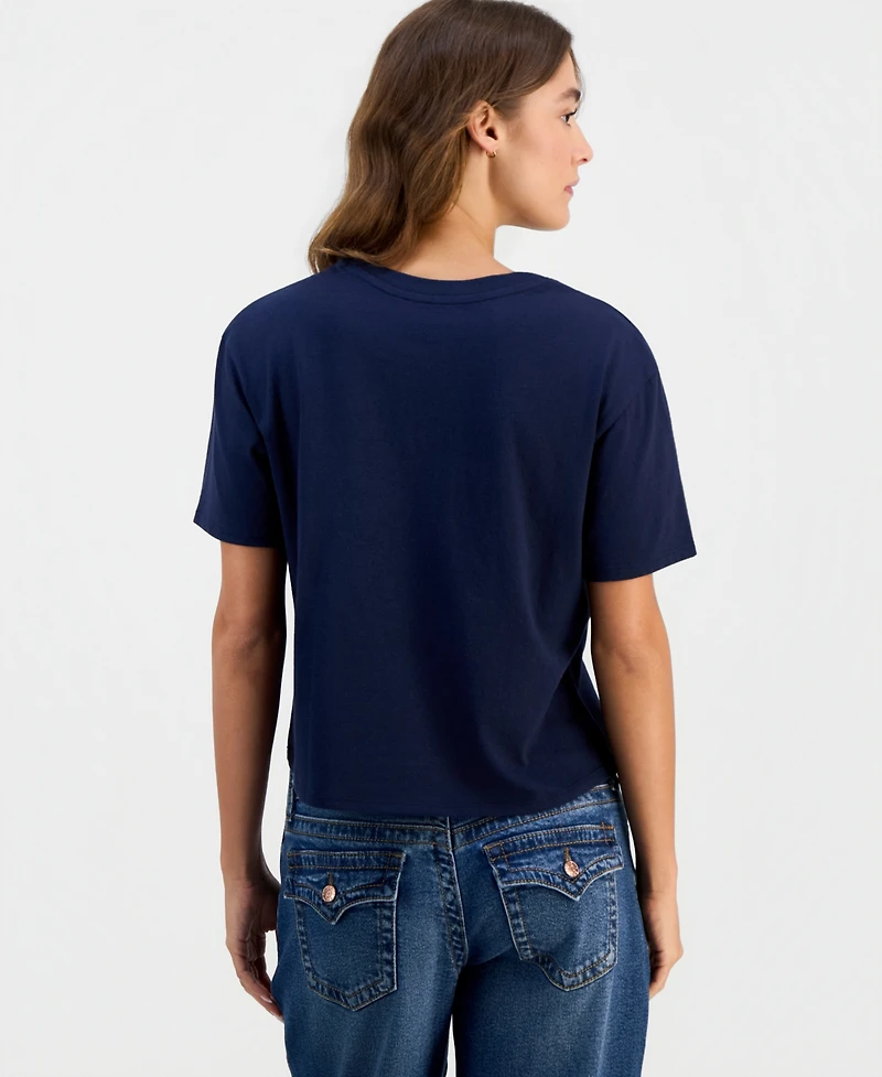 Rebellious One Juniors' Dachshund Bow Graphic Crop Tee