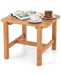 Gymax Patio Teak Wood Side Table with Slatted Tabletop Small Coffee Table for Porch