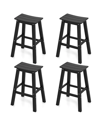 Gymax 29'' Patio Bar Stool Set of 4 Curved Seat and Footrests for Backyard Outdoor