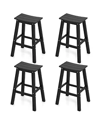 Gymax 29'' Patio Bar Stool Set of 4 Curved Seat and Footrests for Backyard Outdoor