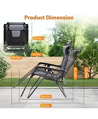 Yiortwo Zero Gravity Recliner Chair Folding Outdoor Lounge with Cushion