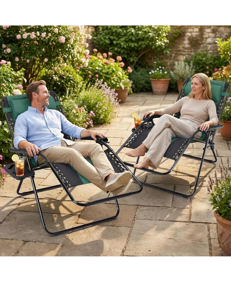 Yiortwo Zero Gravity Recliner Chair Folding Outdoor Lounge Chair with Cushion