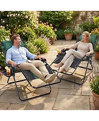 Yiortwo Zero Gravity Recliner Chair Folding Outdoor Lounge Chair with Cushion