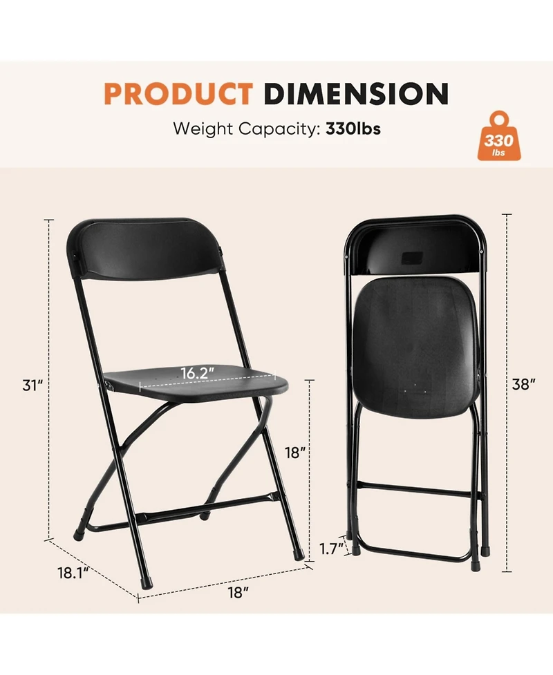 Yiortwo Portable Folding Chair with Cushion, Stackable Indoor Outdoor Seating