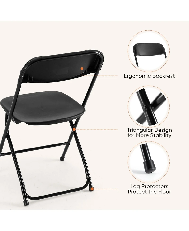 Yiortwo Portable Folding Chair with Cushion, Stackable Indoor Outdoor Seating