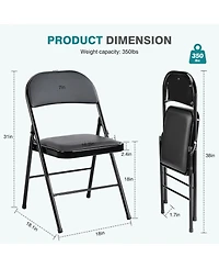 Yiortwo Leather Padded Folding Chair, Portable Indoor Outdoor Seating