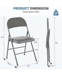 Yiortwo Leather Padded Folding Chair, Portable Indoor Outdoor Seating for Events