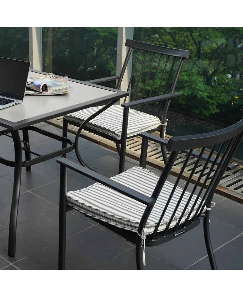 Yiortwo Set of 4 Patio Dining Chairs with Cushions, Stackable Wrought Iron Chairs