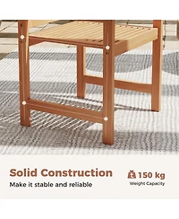 Gymax 7-Piece Patio Wood Dining Table Set Outdoor Rectangular Table and 6 Armchairs