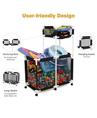 Yescom Double Tiers Pool Floats Storage Bin Rolling Toys Cart Extra Large 6 Wheels with Cover Replacement