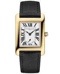 Frederique Constant Women's Carree Black Leather Strap Watch, 25.2mm