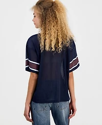 Madden Girl Juniors' Sequin-Trim Mesh Jersey