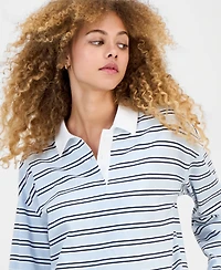 Madden Girl Juniors' Striped Long-Sleeve Rugby Top