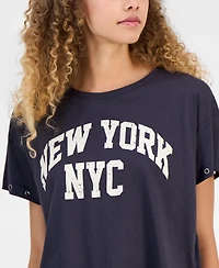 Madden Girl Juniors' Nyc Grommet T-Shirt