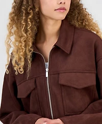 Madden Girl Juniors' Faux-Suede Cropped Jacket