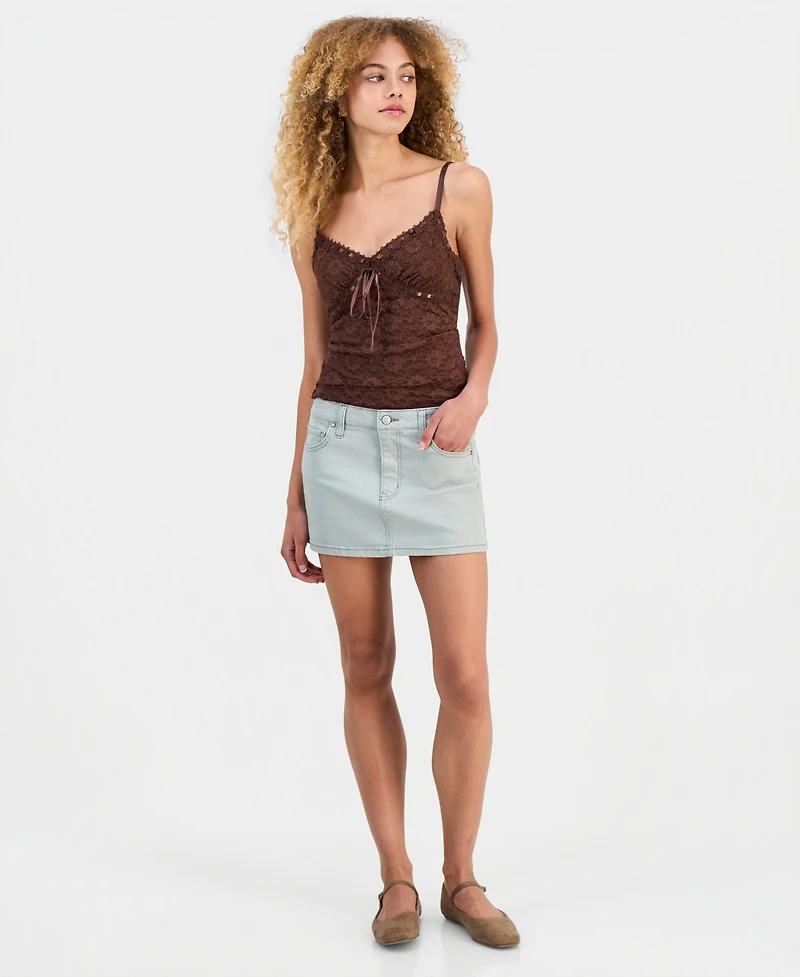 Madden Girl Juniors' Ribbon-Trim Lace Cami