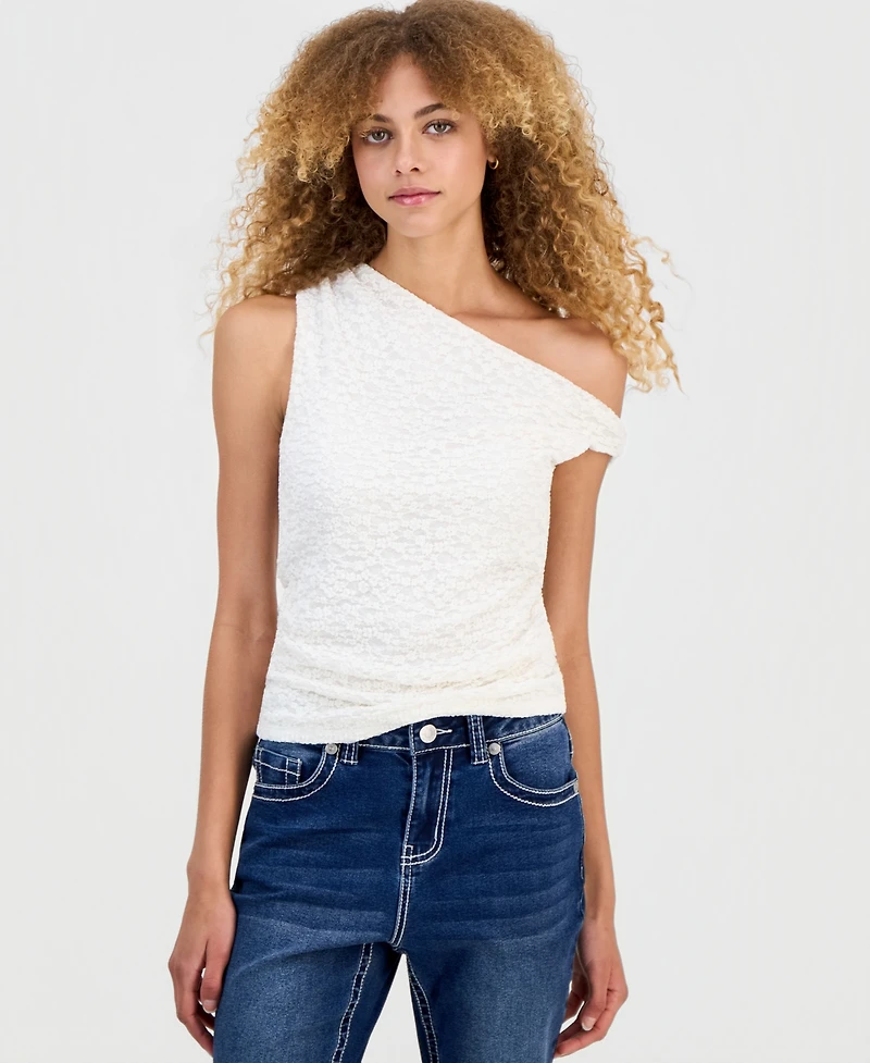 Madden Girl Juniors' Lace Knit Off-The-Shoulder Top