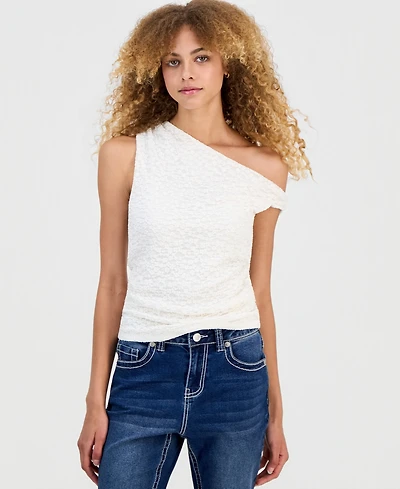 Madden Girl Juniors' Lace Knit Off-The-Shoulder Top