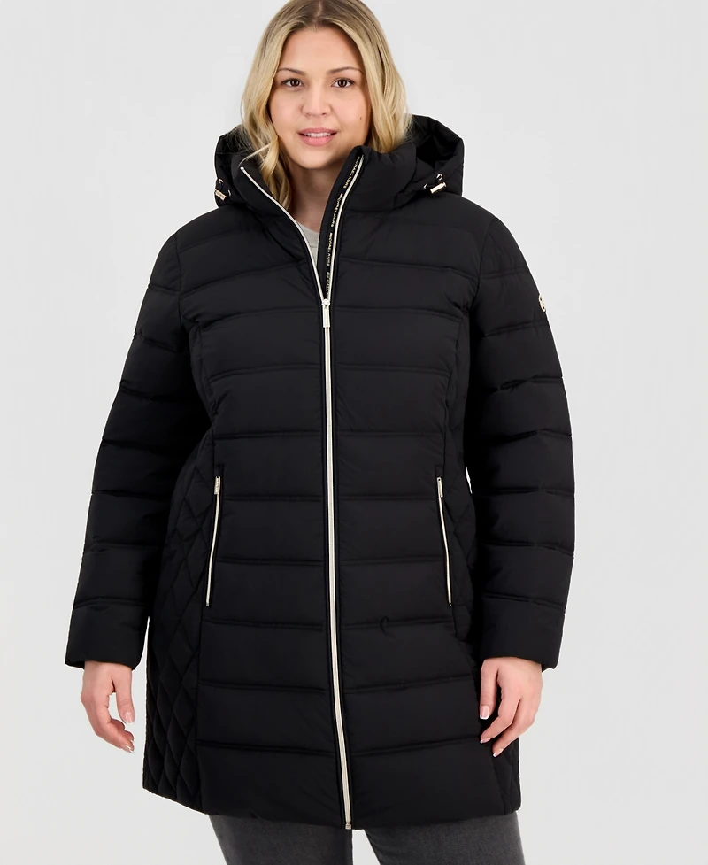 Michael Kors Plus Hooded Packable Puffer Coat, Macy's Exclusive
