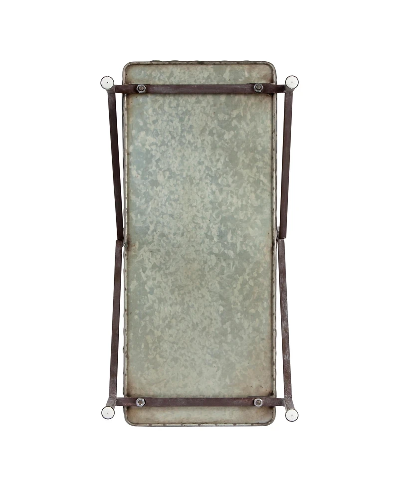 Storied Home Galvanized Metal Storage Bucket on Stand with Handle and Distressed Finish