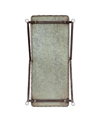 Storied Home Galvanized Metal Storage Bucket on Stand with Handle and Distressed Finish