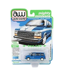 Auto World 1/64 1989 Plymouth Voyager Turbo Replica, Daytona Poly, Mighty Minivans Series