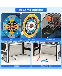 Slickblue Multi Game Table Set 10-in-1 with Table Tennis, Basketball, Soccer and More Indoor Games