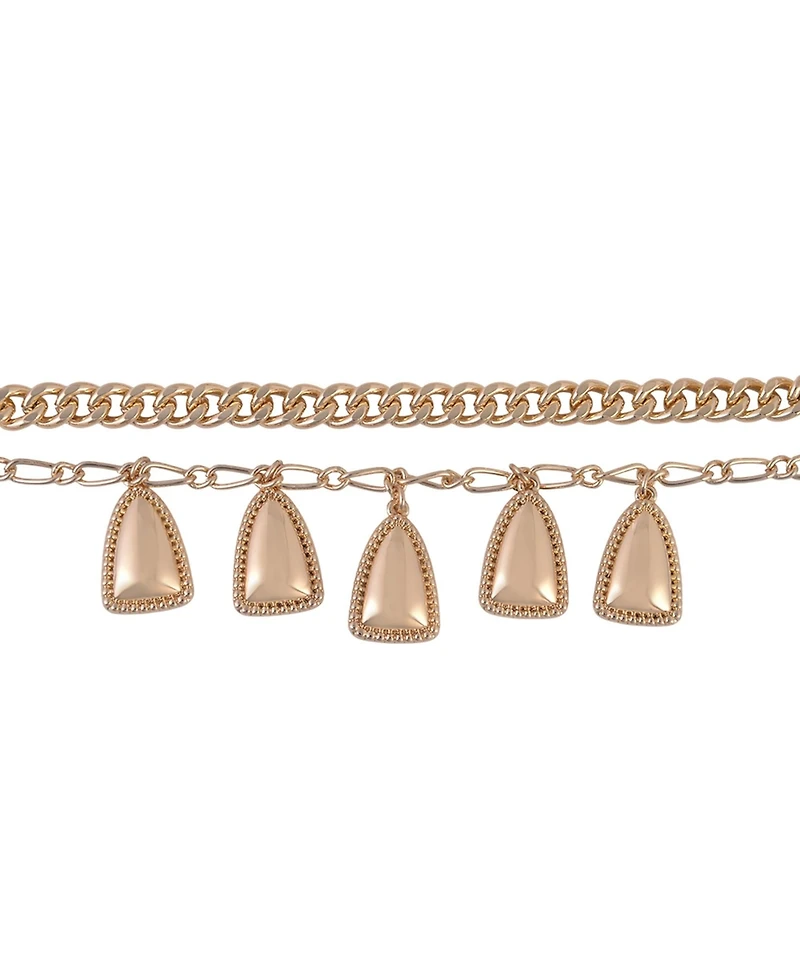 Rachel Rachel Roy Tone 2 Row Layered Necklace with Drops Brass