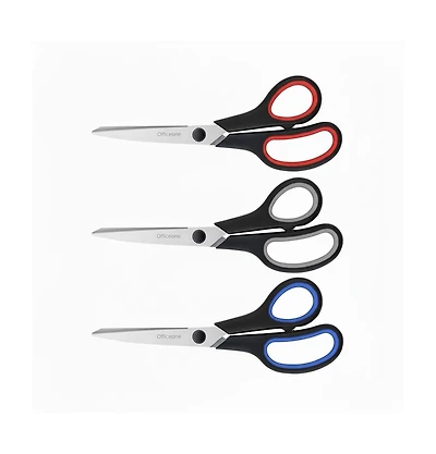 OfficeOne 3-Pack Heavy Duty Scissors 8" – Ultra Sharp Multipurpose Scissors with Comfort Grip Handles for Office, School, Home, Crafts and Sewing