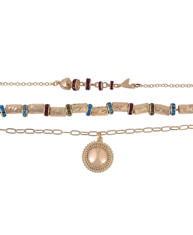 Rachel Rachel Roy Tone Multi Row Pendant Necklace Brass