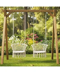 Hanging Hammock Chair with Cotton Rope, Macrame Swing Seat for Home Patio