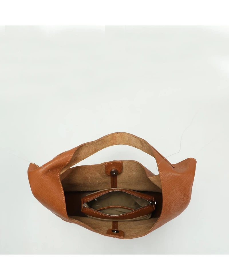 Susu Arc Leather Crescent Hobo Bag Soft Pebbled Shoulder Casual Slouchy Handbag