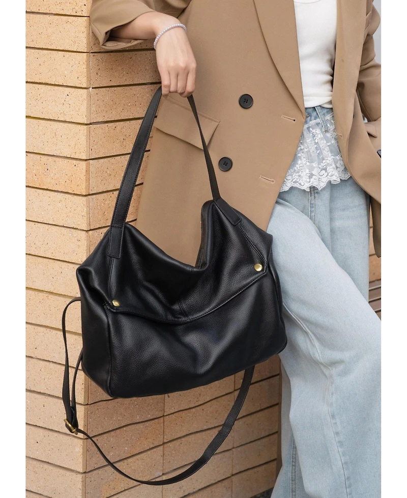 Susu Sia Large Pebbled Leather Hobo Bag Slouchy Shoulder with Adjustable Crossbody Strap Soft Everyday Tote Purse for Women
