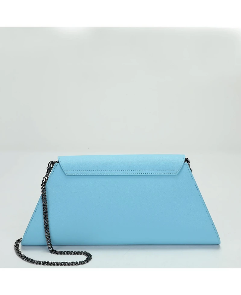 Susu Women's Saffiano Leather Envelope Clutch Purse Crossbody Evening Bag with Chain Strap Elegant Handbag
