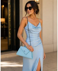 Susu Women's Saffiano Leather Envelope Clutch Purse Crossbody Evening Bag with Chain Strap Elegant Handbag