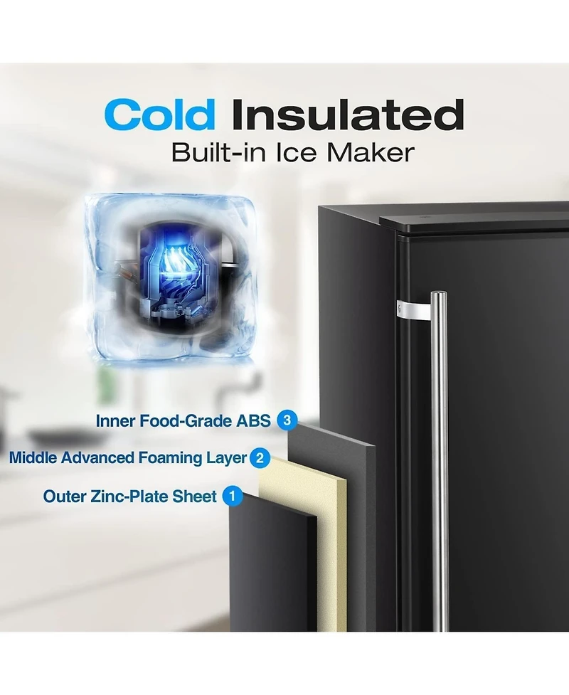 Cowsar Built-in Ice Maker, 80lbs/Day with Timer and Self-Cleaning