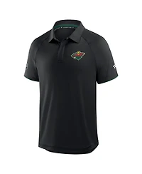 Fanatics Men's Black Minnesota Wild Authentic Pro Rink Raglan Polo Shirt