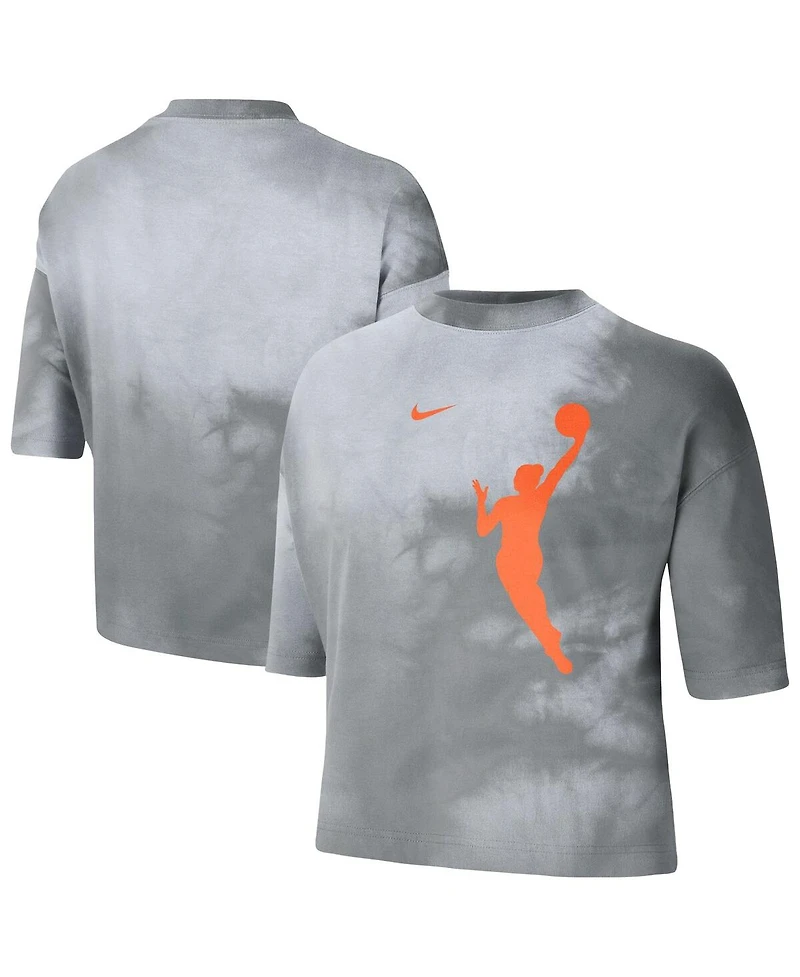 Nike Women's Gray Wnba Team 13 Shadow-Dye Boxy Cropped T-Shirt