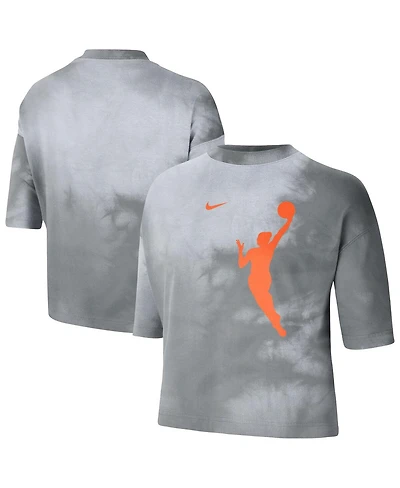 Nike Women's Gray Wnba Team 13 Shadow-Dye Boxy Cropped T-Shirt
